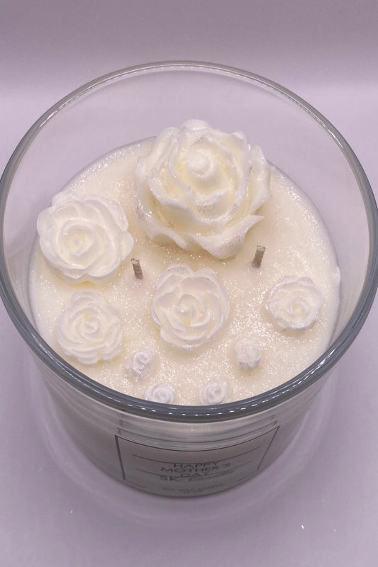Vela de cera de soja con diseños florales | 100 % vegana